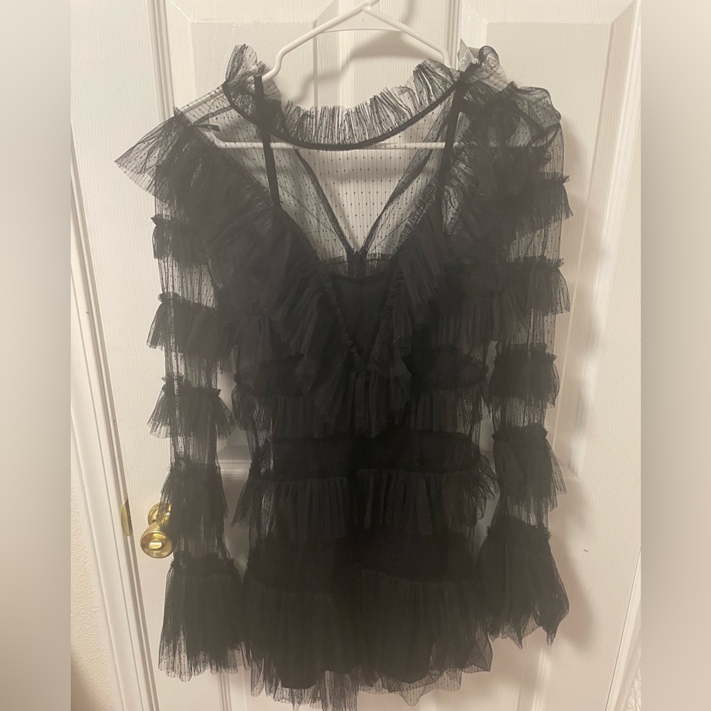 Alice McCall The Zen Tiered Swiss-dot Tulle Mini Dress - Black us4 au8